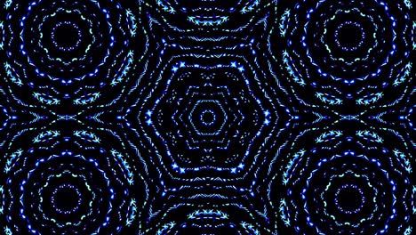 onda de luz puntos abstractos conjunto de color azul caleidoscopio fondo negro