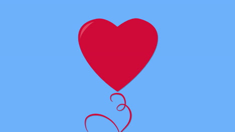 Globo-De-Corazón-Rojo-Volador-En-Degradado-Azul