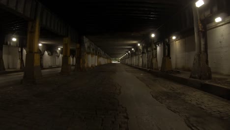 decaying old creepy tunnel drive through pov 4k