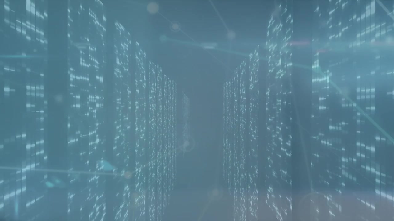 Flying Through a Futuristic Digital Data Network Tunnel