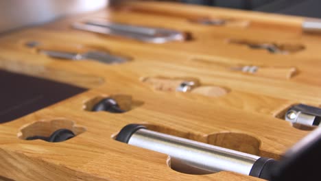 wine opener set in wooden drawer