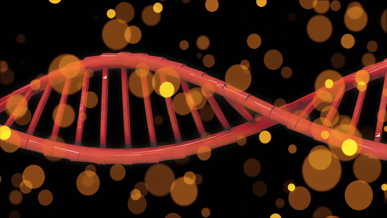 Animation of dna strand over moving spots