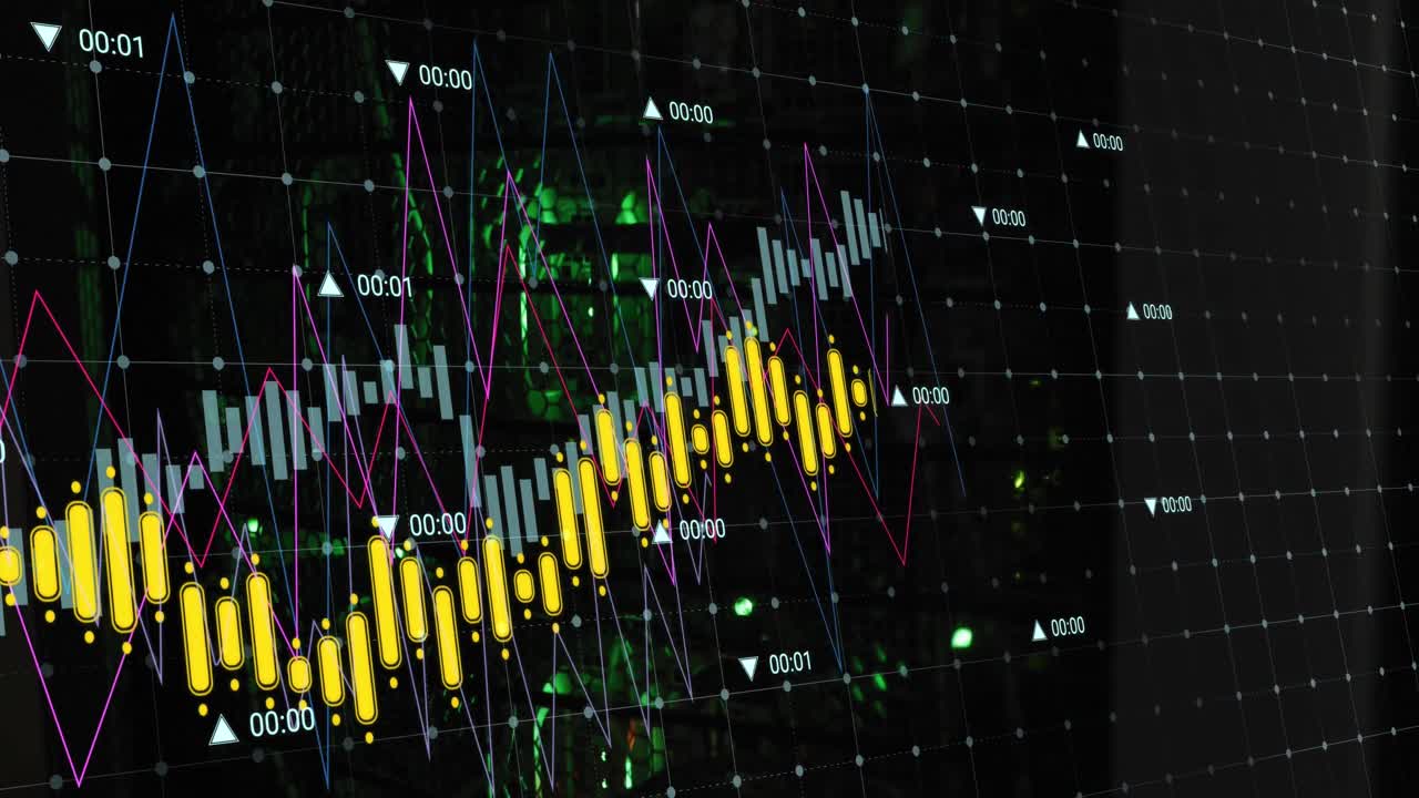 animación del procesamiento de datos a través de servidores informáticos