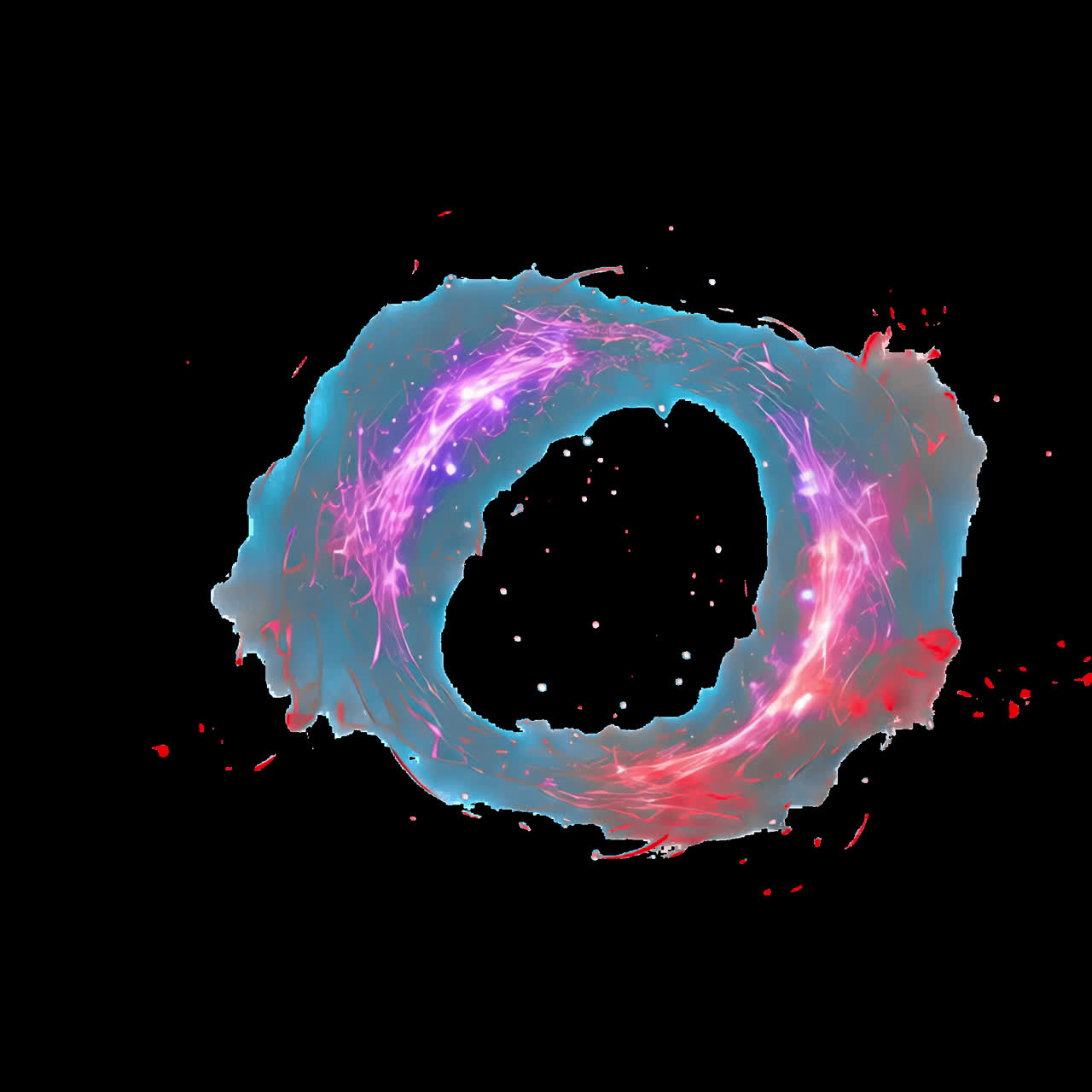 Farverig, hvirvlende neonkunstanimation som isoleret aktiv, transparent 4K-video, alfakanal