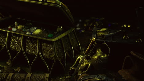 treasured artifacts and mysterious objects in a dimly lit chamber