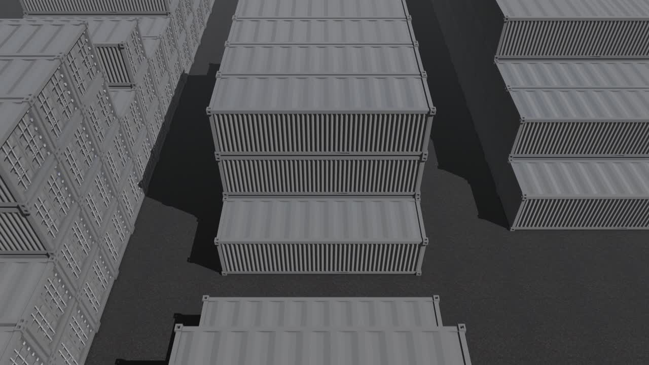 Gray shipping containers loop top view