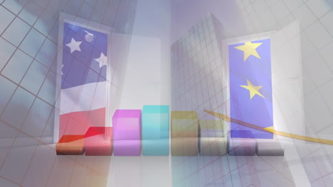animación de la bandera de la ue sobre el gráfico