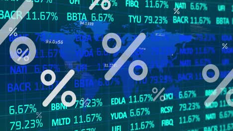 Animation-of-percent-symbols-over-financial-data-processing-and-world-map