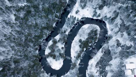 birdseye view of winding river in michigan's upper peninsula