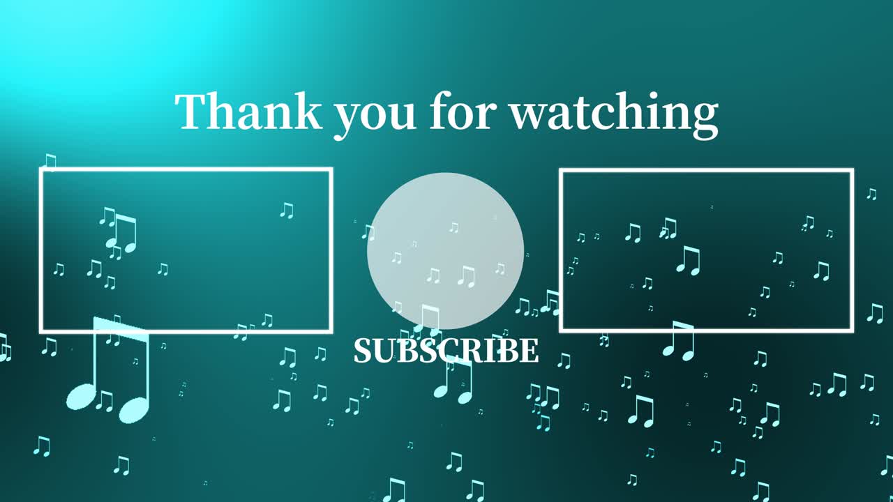 음악적 노트 입자 분류 엔드 카드 엔딩 스크린 모션 그래픽