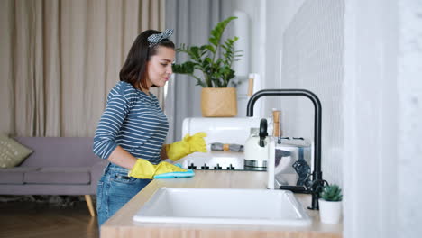 woman cleaning a kitchen