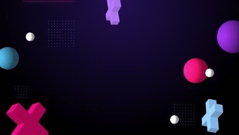 abstract 3d geometric shapes loop animation. modern background, seamless motion design, screensaver, backdrop. 4k animated poster banner. rotating objects, purple, blue, pink colors