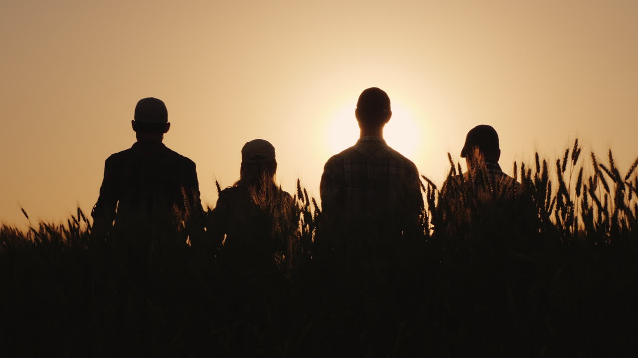 농부 팀은 팀에 대한 성공과 자신감의 표시로 함께 손을 들어 올립니다.