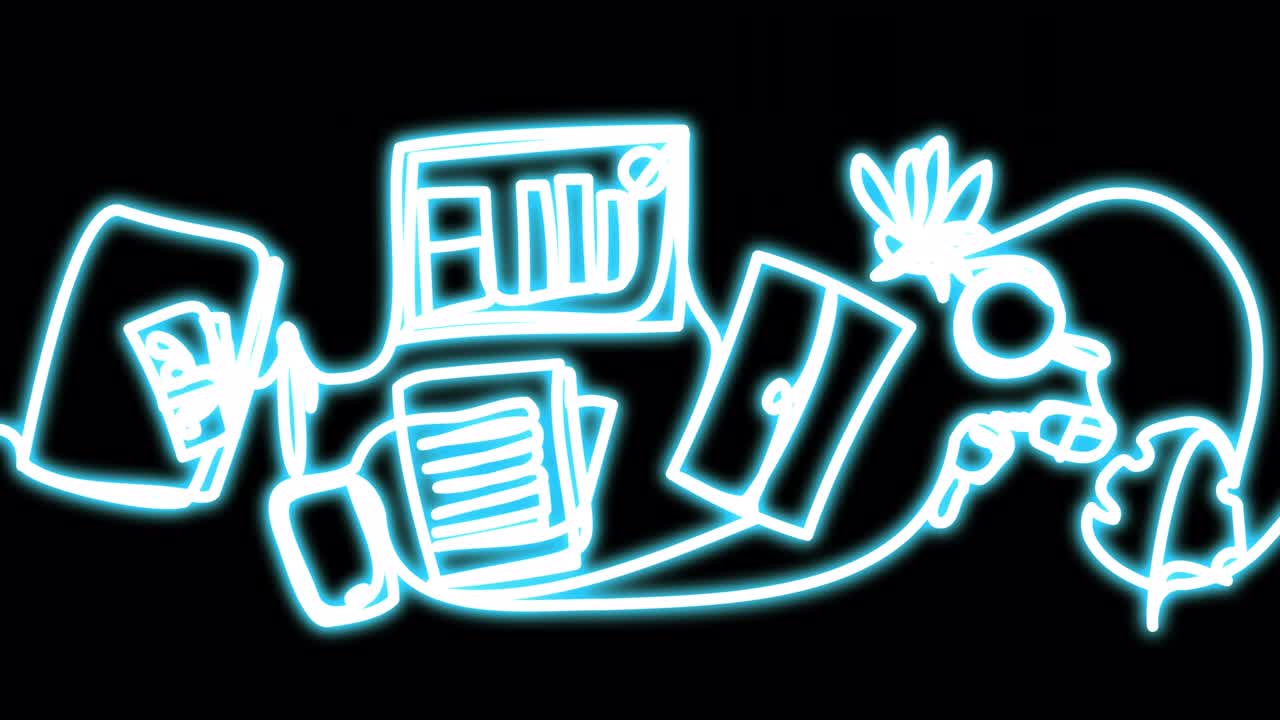 documentación de neón en el lugar de trabajo.