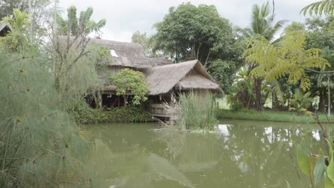 casa tradicional tailandesa en el estanque en la jungla