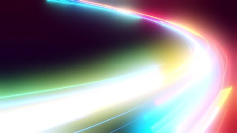 3d vj loop, abstract background with futuristic flow of multicolor glow lines. light streaks fly pass camera or flight through data flow. neon glowing rays in motionhi tech light flow. speed of light.