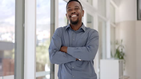 happy, face and a black man with arms crossed