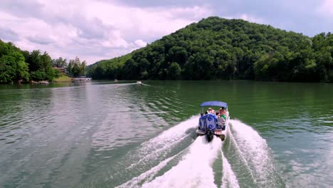 boat on watauga lake in east tennessee