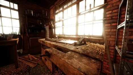 traditional old carpenter workshop interior