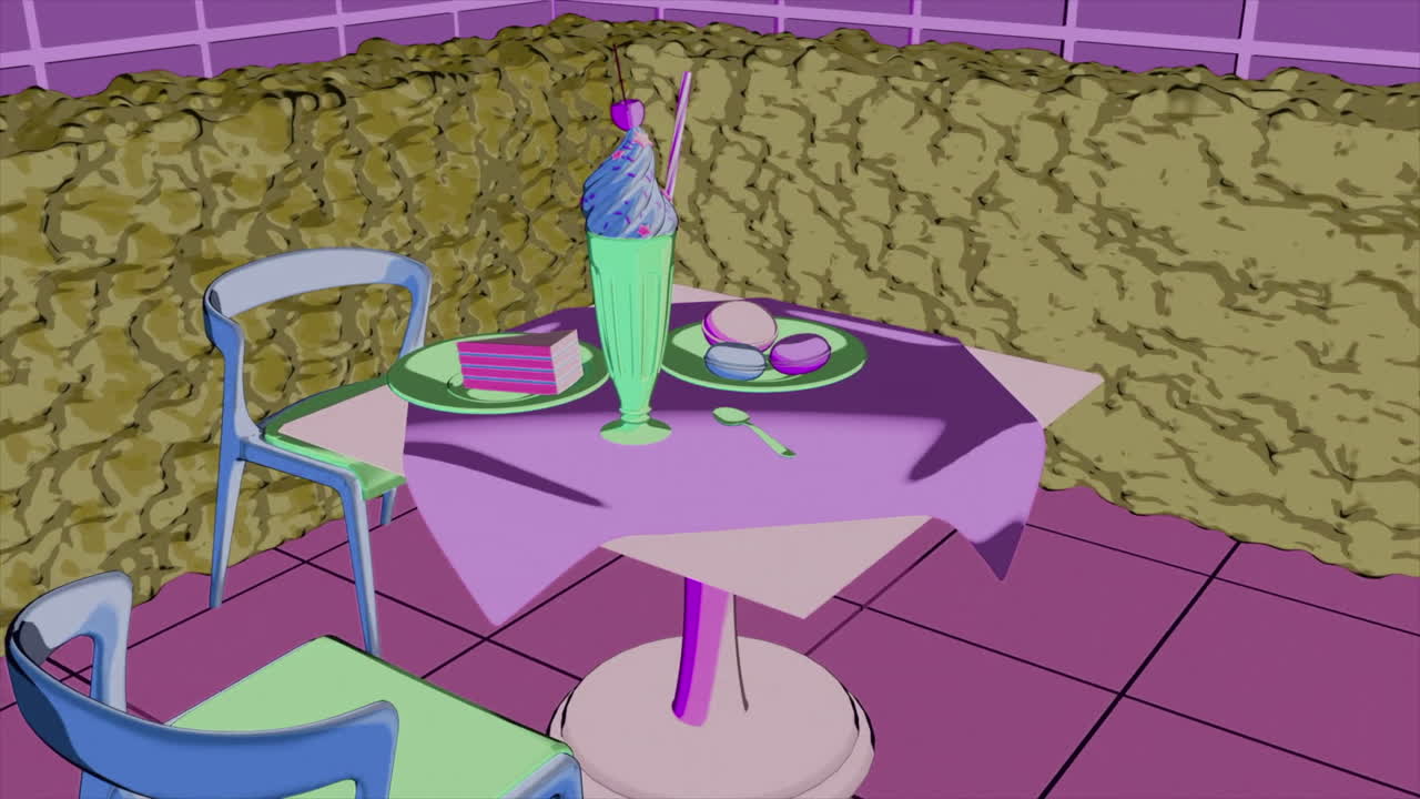 la escena del café de colores pastel