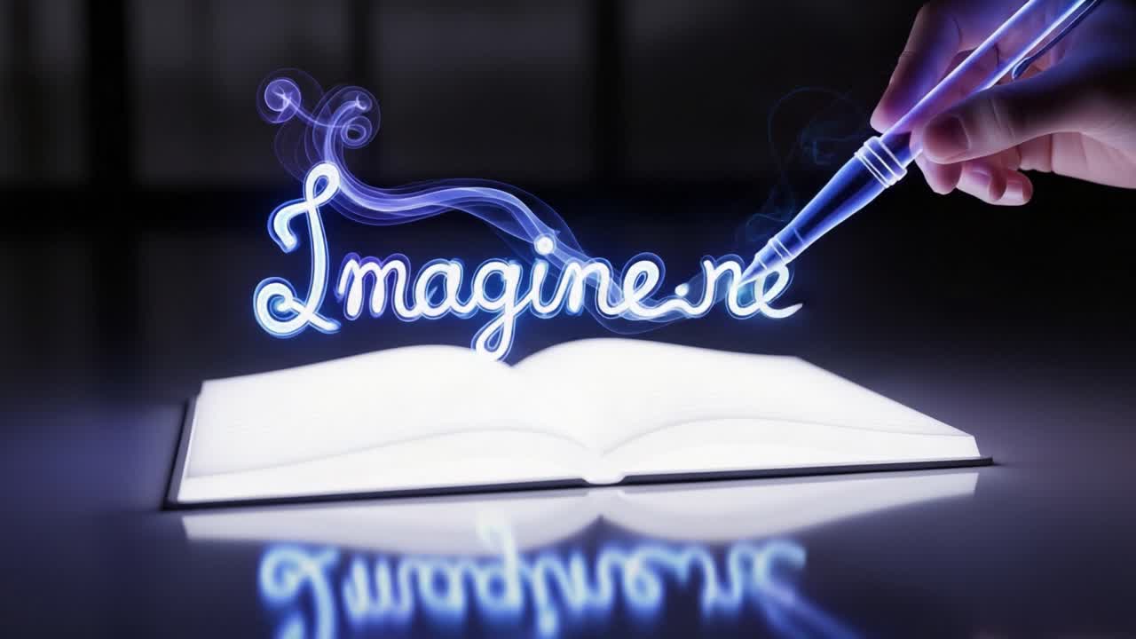 A Creative Journey Unfolds: Capturing the Essence of Imagination Through Light and Words in an Illuminated Book Display