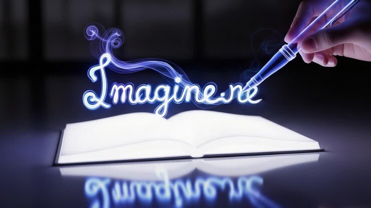 A Creative Journey Unfolds: Capturing the Essence of Imagination Through Light and Words in an Illuminated Book Display