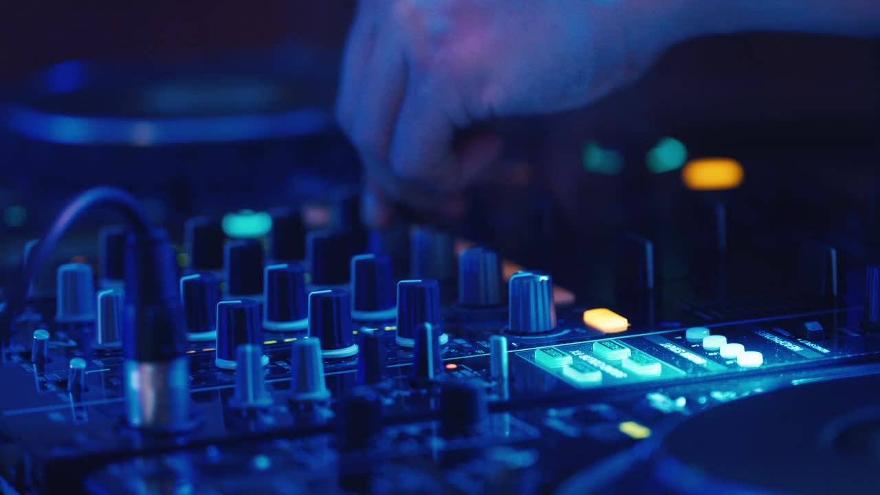 dj trabaja en el control remoto en la discoteca 1