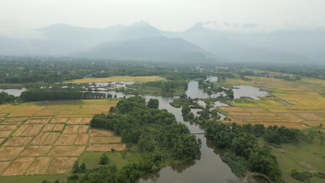 Vietnam-Swampland-In-Lang-Co-With-Misty-Mountains-In-Background