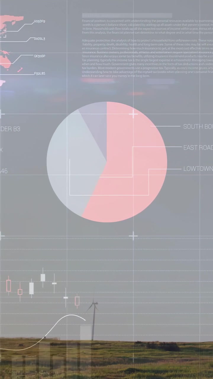 Vertikal video: Vindmølle i venstre tredjedel, HUD vises, måler falder, diagrammer skifter, sporer energi.