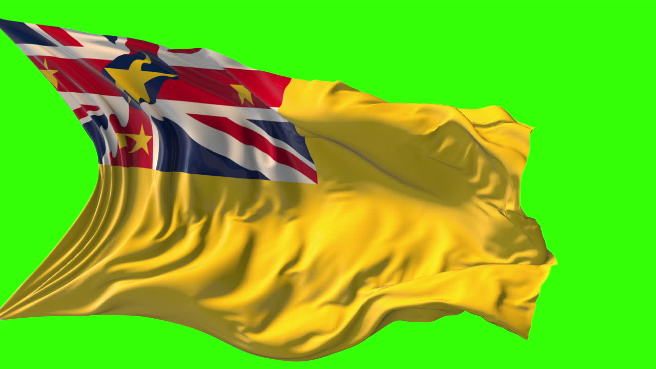 Niue Flag Waving on Green Screen
