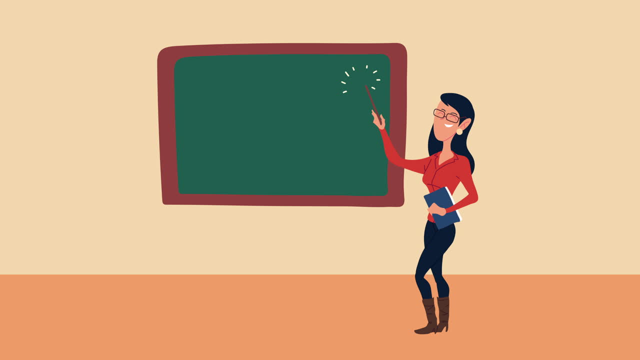 Teacher in front of a blackboard