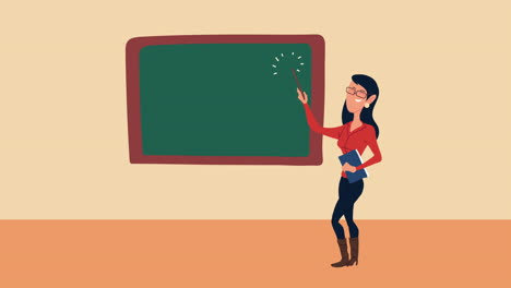 teacher in front of a blackboard