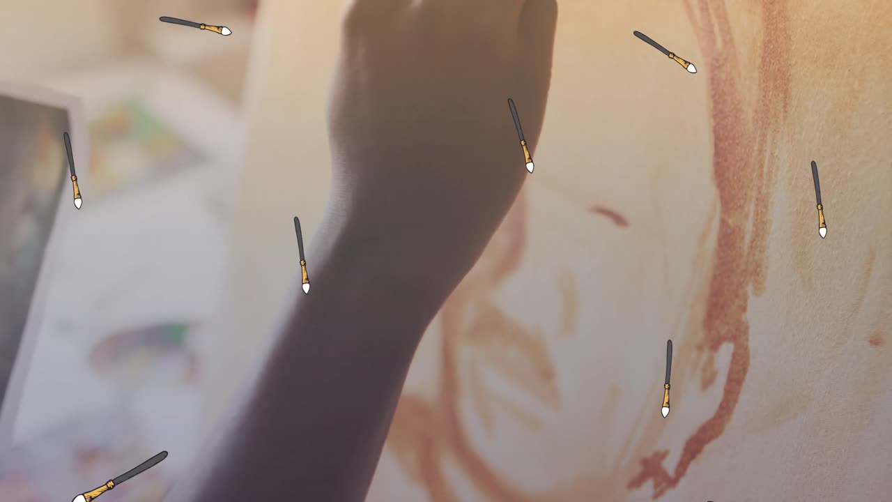 손 그림 위에 러시 아이콘의 애니메이션