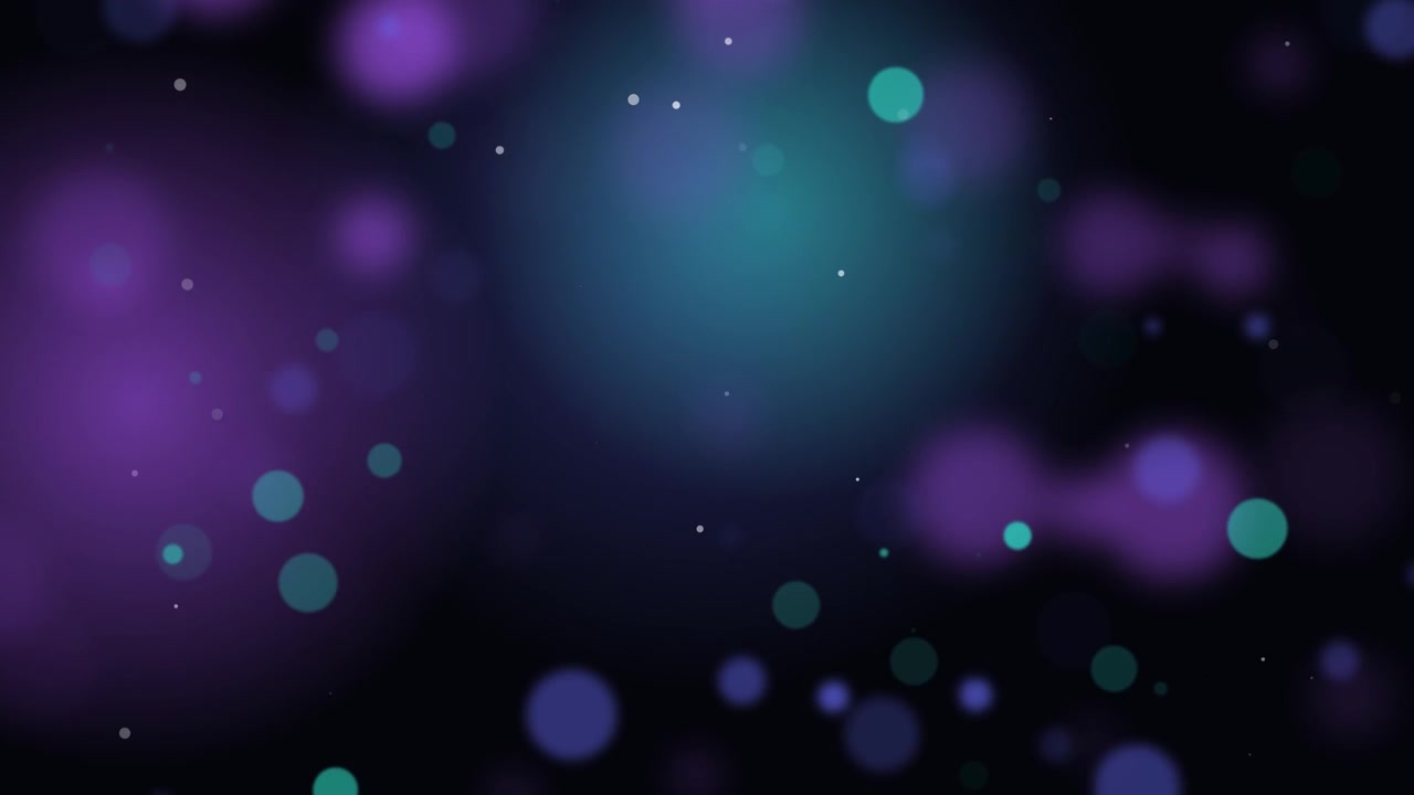 Abstract Motion Background with Floating Purple and Teal Bokeh Particles
