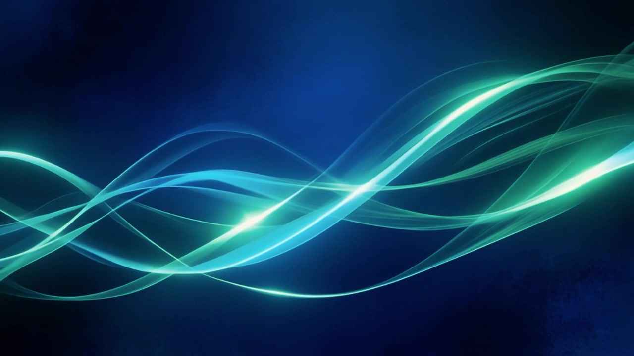 Sfondo dinamico di linee ondulate astratte, blu e verdi, luminose
