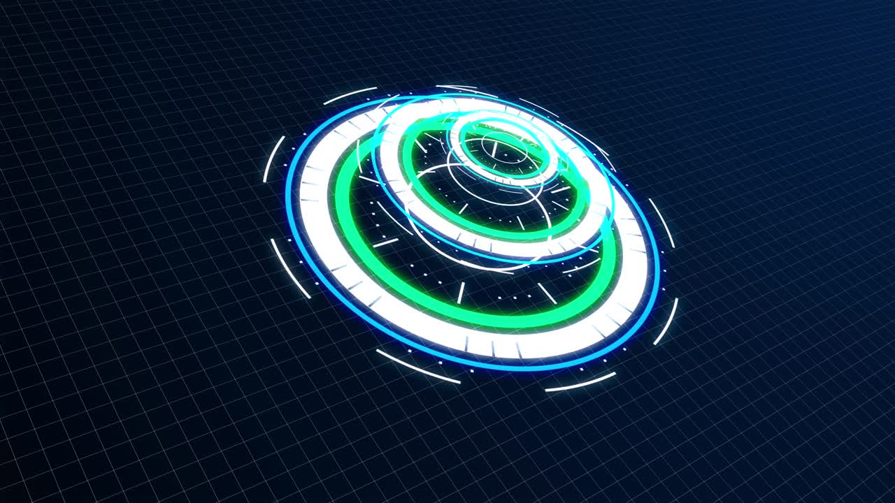 interfaces de círculo hud con 3 colores brillantes. hud girar círculo en blanco verde y azul color para el concepto de comunicación y tecnología.