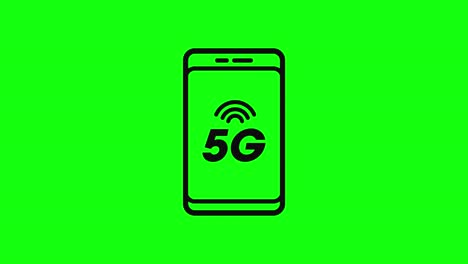 pantalla verde con el icono de la antena de la señal celular del teléfono 5g