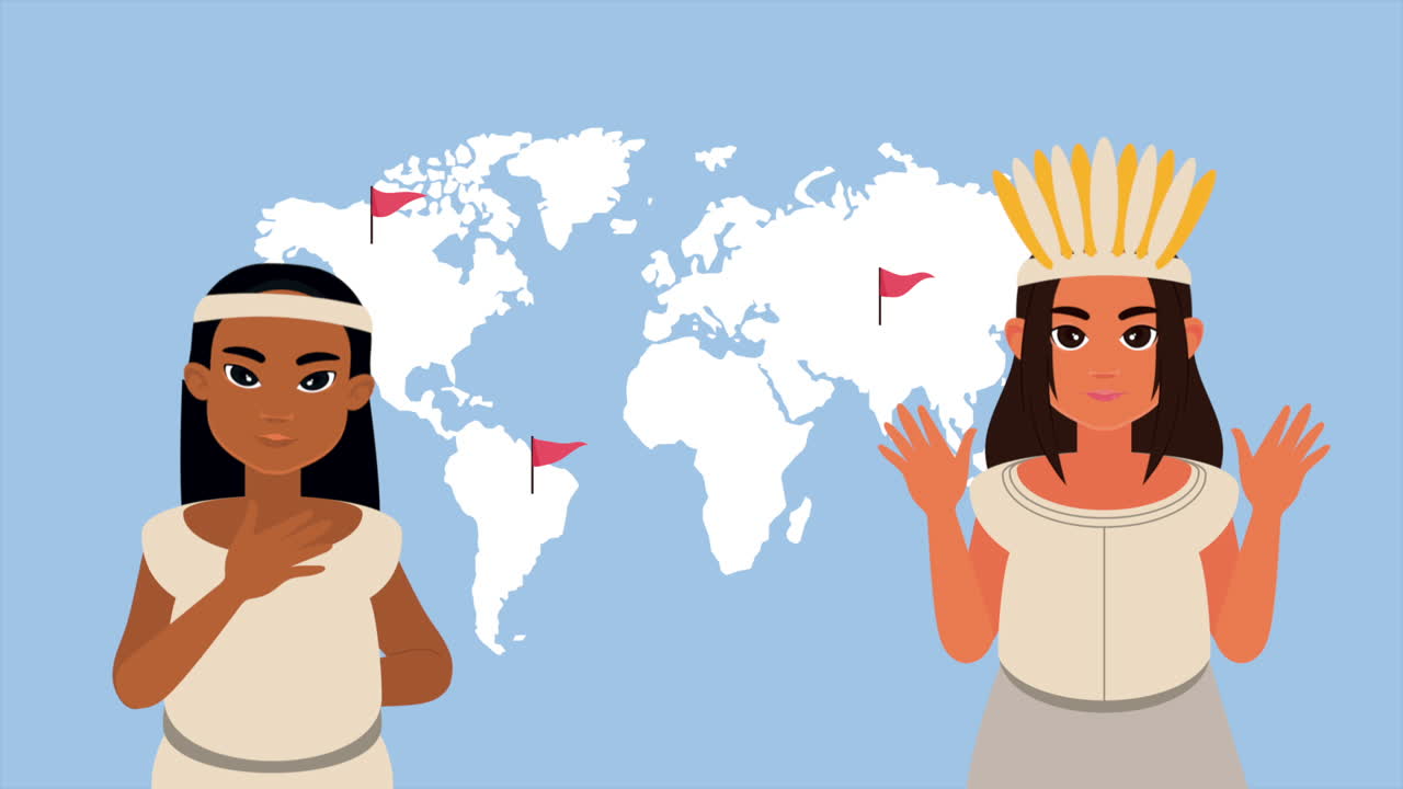 jóvenes mujeres indígenas personajes de animación