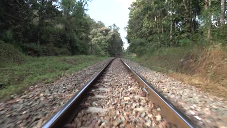 close up footage of riding over the railway