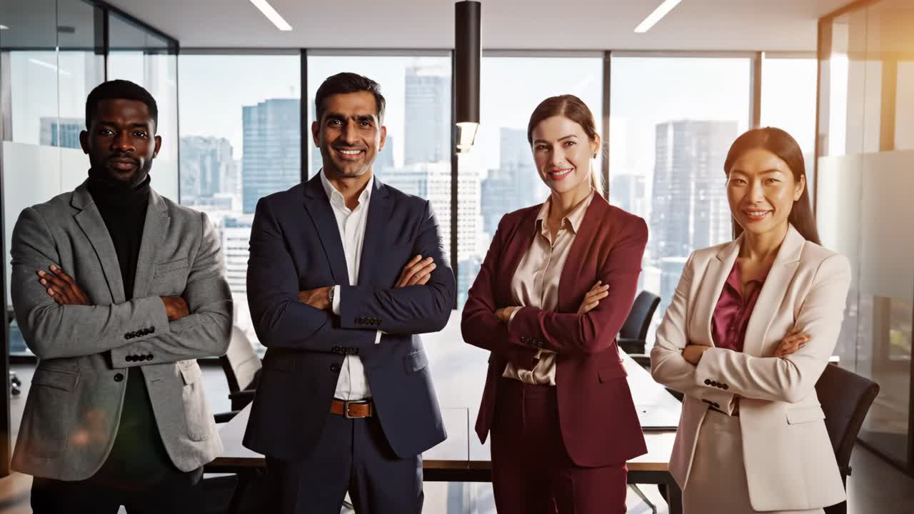 equipo de negocios diverso en una oficina moderna