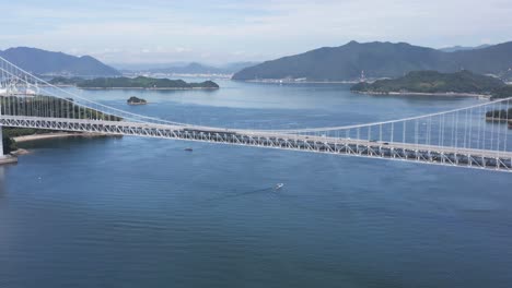 aerial shimanami kaido, bridge crossing seto inland sea in hiroshima, japan