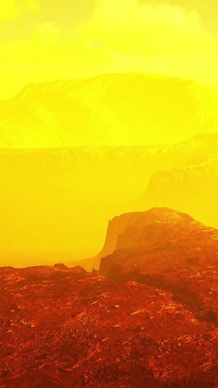 Landscape view with orange and yellow colors and distant hills in view