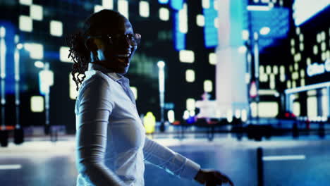 euphoric person dancing on street