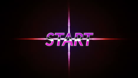 animation of start text and shapes on black background