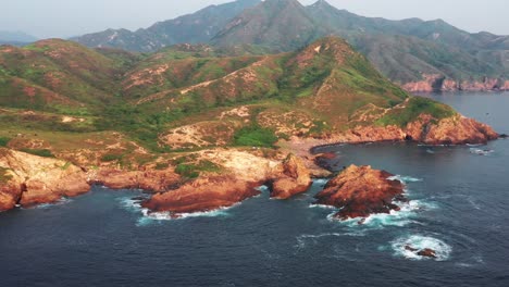 drone fly over the sea and island