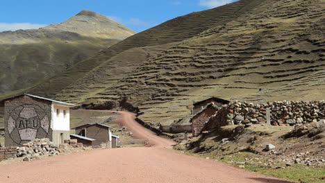 Static-village-road-hillside-shot