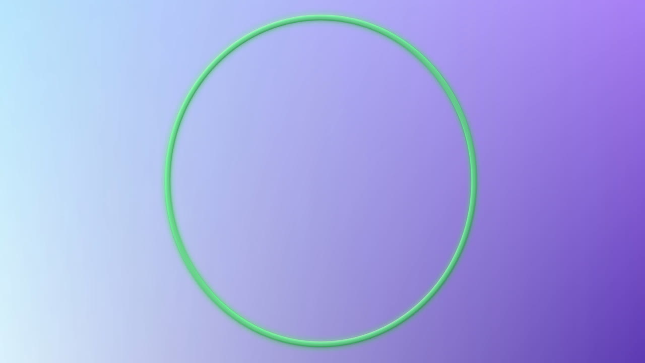 파란색 그라디언트 배경에 복사 공간과 함께 네온 녹색 원형 배너의 애니메이션