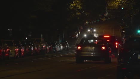 baltimore avenue traffic, cars, headlights, night, west philadelphia