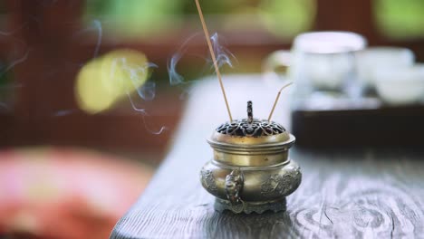 incense burner with smoke