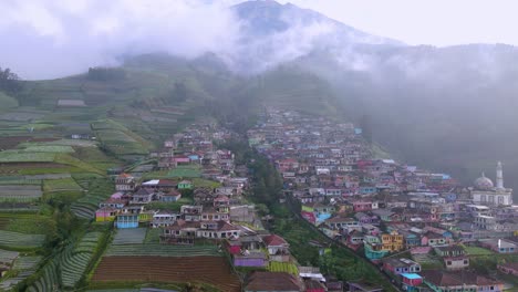 aerial view of countryside on the mountain slope